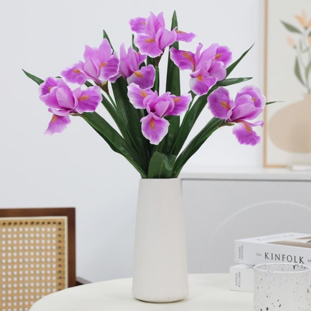 Real Touch Artificial Iris Flower Branch Realistic Cymbidium Branch Faux Flower  Living Room
