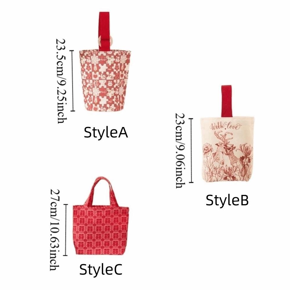 Wooden Ring Brocade Red Envelope Handheld New Year Money Bag Cloth Money Pocket  Lady Girls Women