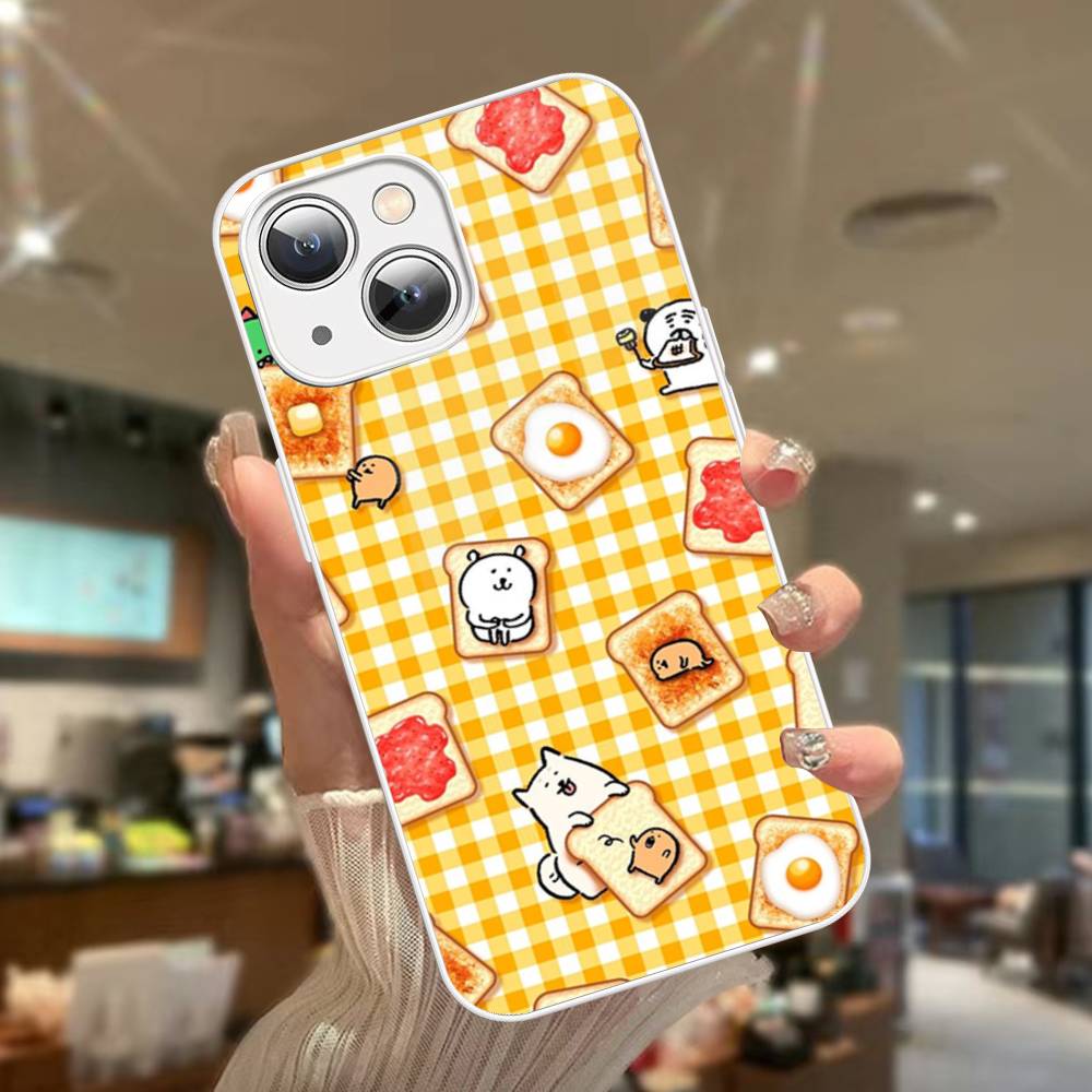 Cute White Joke Bear For IPhone 14 13 12 Mini 11 Pro XS Max X XR 14 Plus Tempered Glass Cover