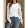 Women S Long Sleeve Lace Blouse Solid Color Loose Fit Casual Top