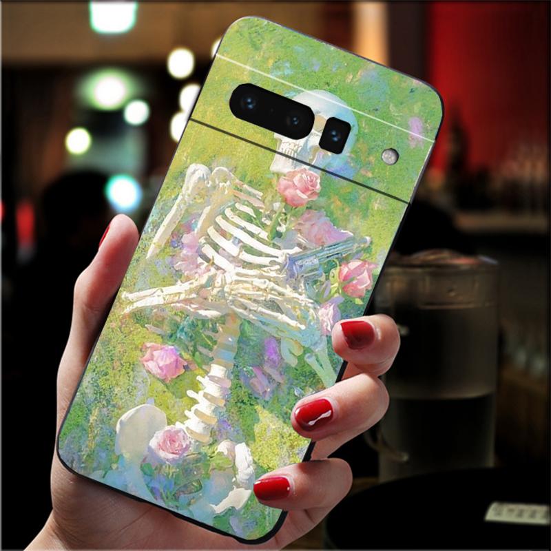 

Phone Case For Google Pixel 10 9 Pro XL 9A 8 7 6 Pro Pixel 8A 7A 6A Pixel 8 7 6 5 Skeleton Art Case Google Pixel 10