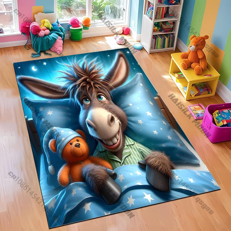 Cartoon Donkey Rug for Kids' Rooms carpet for home sofa bedroom, gift mat for kids and adults