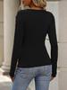 Autumn 2025 Elegant V-Neck Long-Sleeve Solid Color T-Shirt for Women