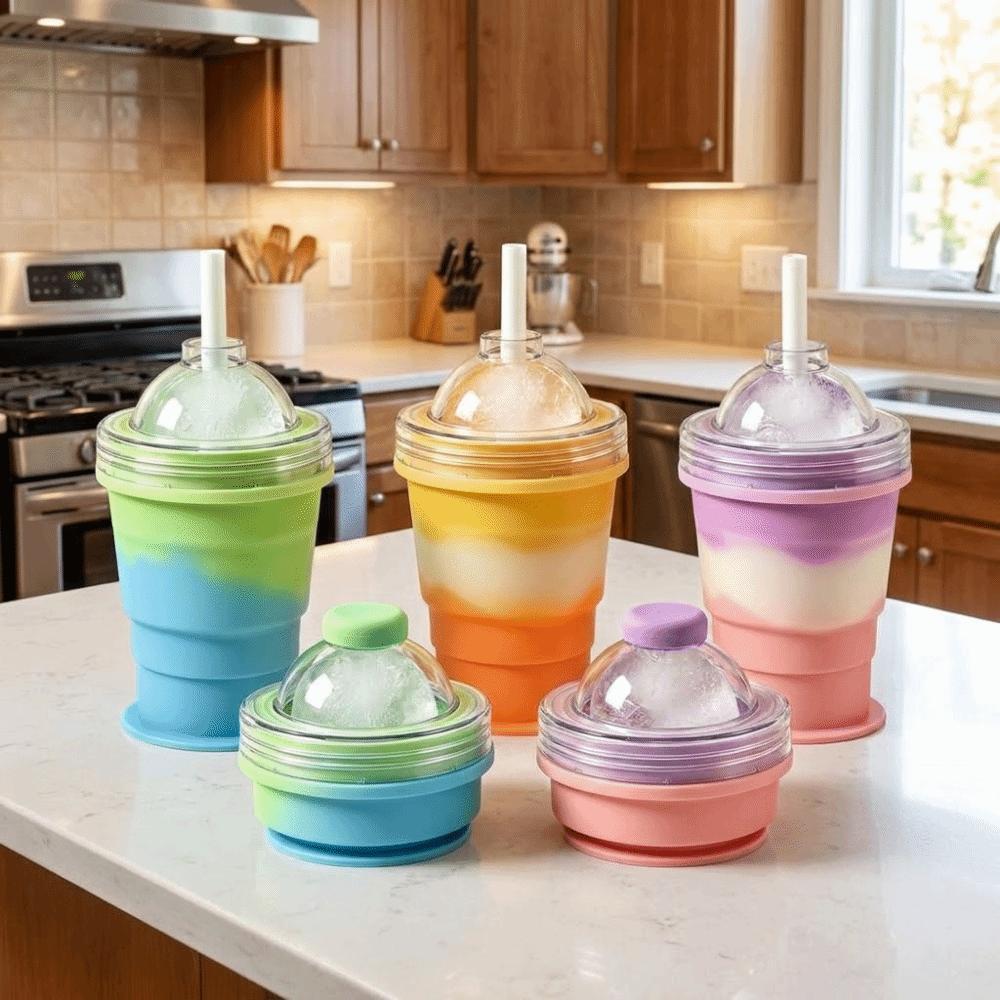 Silicone Foldable Ice Ball Cup Food Grade Collapsible Silicone Cup Portable Travel Tumbler Office
