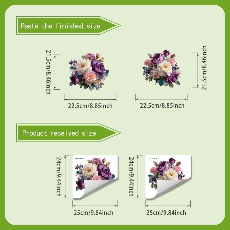 Fashion Watercolor Purple Pink Flower Toilet Stickers Bathroom Decoration Self-Adhesive Removable Pvc Waterproof Sticker