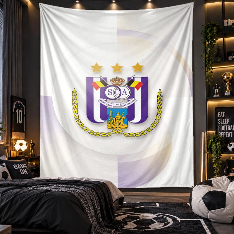 Wall Hanging Tapestry Anderlecht FC Print Cloth for Living Room Bedroom Home Decor