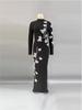 European-Style Rhinestone Beaded Slim Fit Evening Gown with Long Sleeves