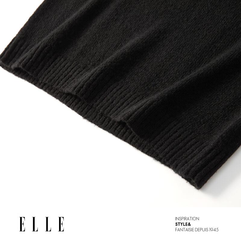 ELLE Women's Mohair Blend Color-Block Knitted Short Sleeve Sweater