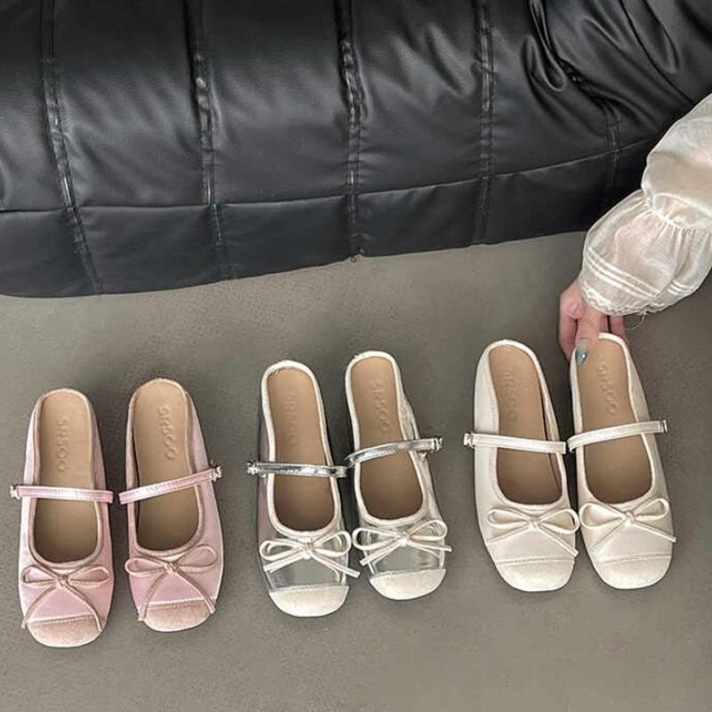 Summer Women Cover Toe Mules Slippers Fashion Butterfly-knot Slide Ladies Elegant Dress Slip On Shoes