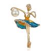 Rinhoo New Fashion Temperament Dance Girl Ballet Girls Cartoon Shining Crystal Brooches Women Collar Pins Bride Wedding Jewelry