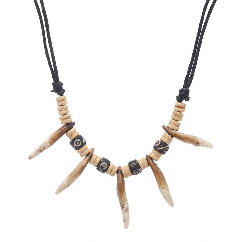 Vintage Hundezahn Halskette Herren und Damen Persönlichkeit Xizang Yakknochen Anhänger Wilder Anhänger Stammes Wolfszahn Accessoires