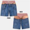 Shorts de bain amusants Shorts de plage Shorts à fausse fesse Shorts à fausse string Illusion Jean factice Shorts cadeaux Short de enterrement de vie de garçon Shorts de fête de piscine
