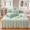 100% Cotton Princess Lace Bed Skirt + 2 Piece Pillowcases Bedding Bedspreads Sheet Pink Lace Bedding Set Bed For Girl Bed Cover