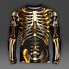 Spring and Autumn Round Neck 3D Skeleton Skull Pattern Printed Top Fashionable Casual Long Sleeved Men's T-shirts