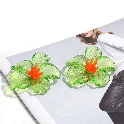 1 Pair Women Earrings Transparent Flower Shape Acrylic Earrings Lightweight Stud Earrings Jewelry Gift