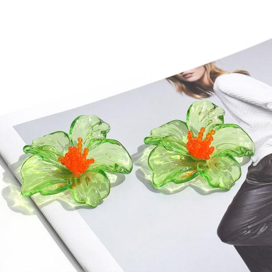 1 Pair Women Earrings Transparent Flower Shape Acrylic Earrings Lightweight Stud Earrings Jewelry Gift