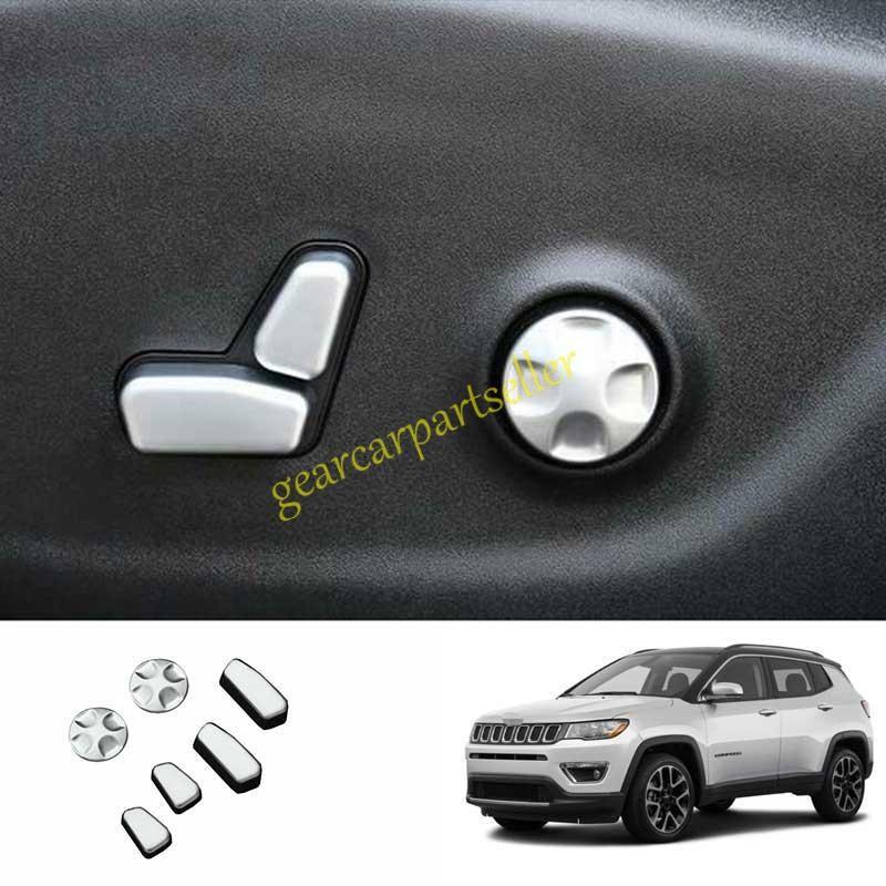 For Jeep Compass 17-2021 Matte Silver Power Seat Control Button Cover Trim 6pc