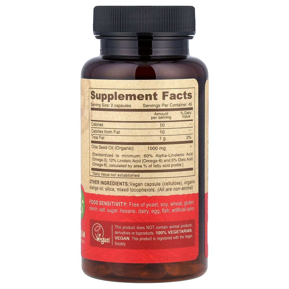 Deva Premium Vegan Chia Seed Oil Veggie Capsules, 90 Count