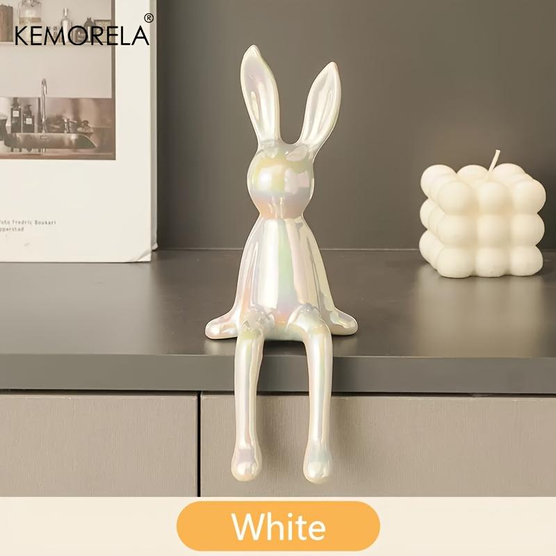 

1PCS Ceramic Long-Eared Sitting Rabbit Room Ornaments Statue Luxury Home Decoration Accessories High-End Home Art Aesthetics білий