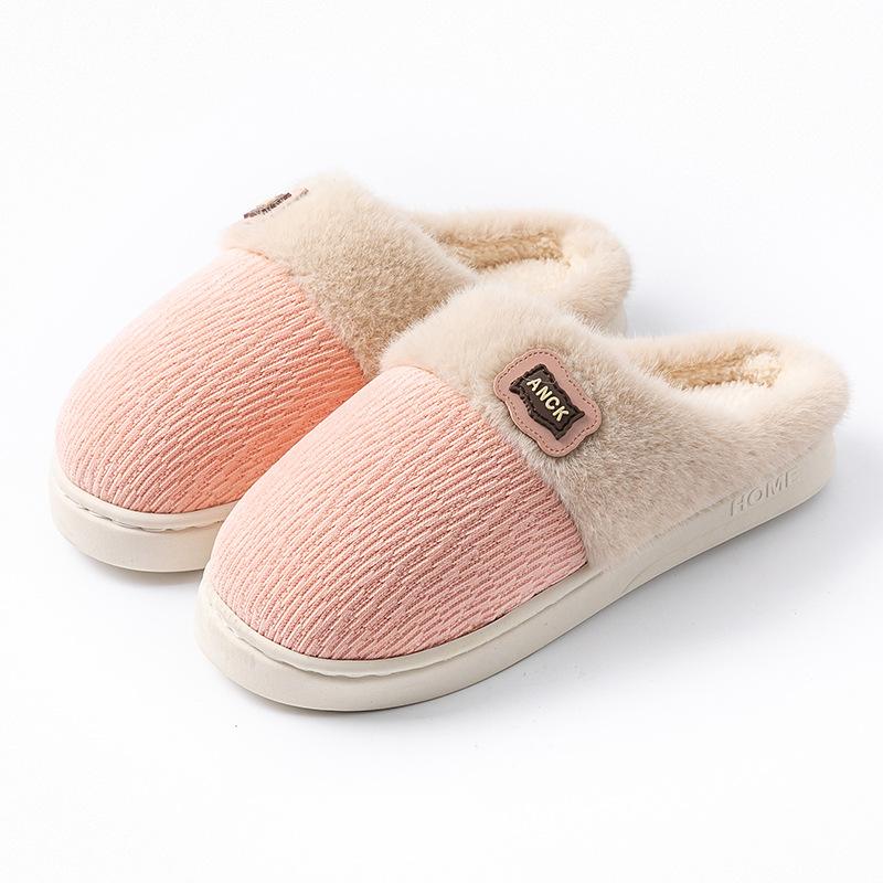 Cotton slippers autumn and winter indoor home soft thick bottom velvet warm couple outer hair slippers