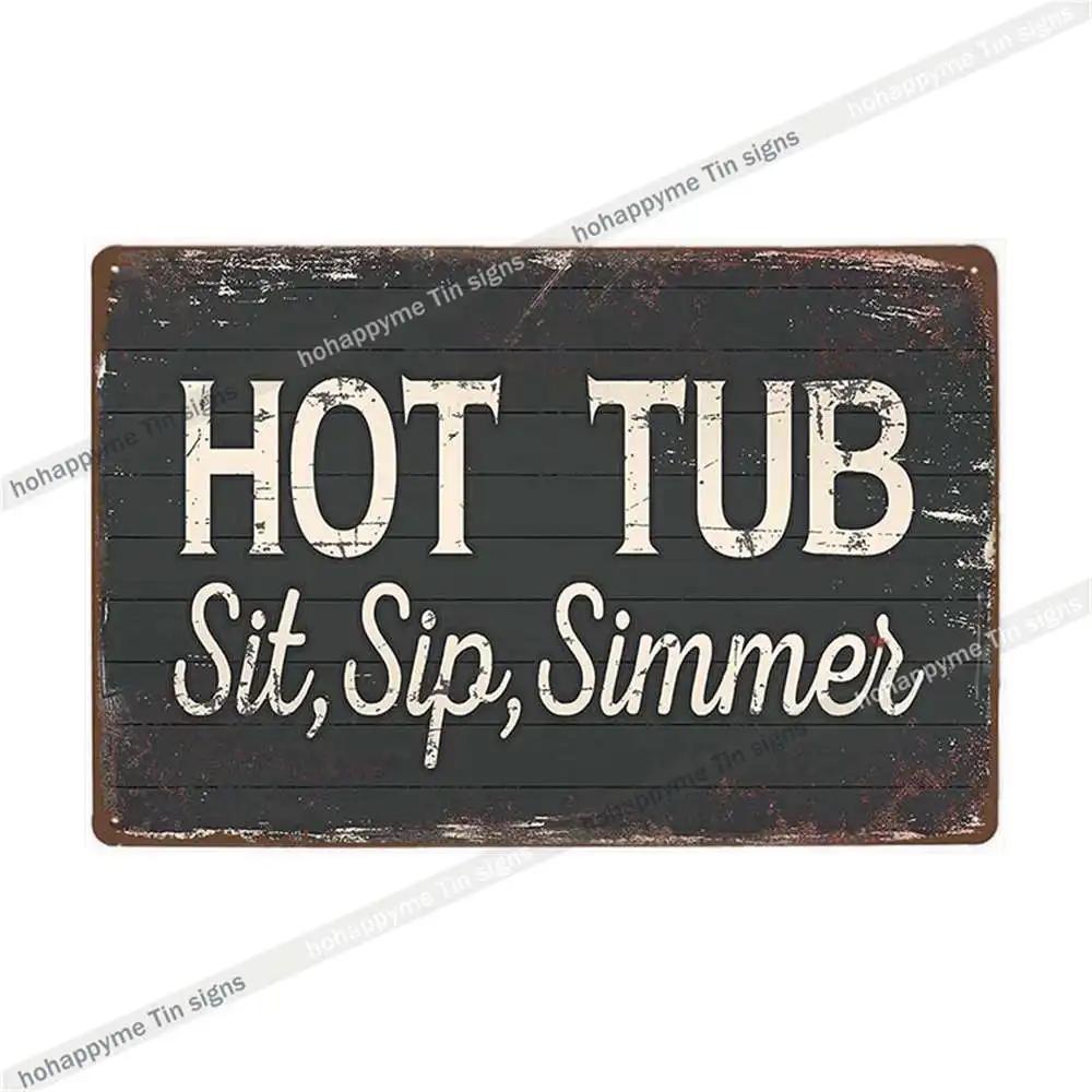 Funny Hot Tub Welcome Metal Sign (20x30cm) | Vintage | Beach/Bathroom/Bar Decor