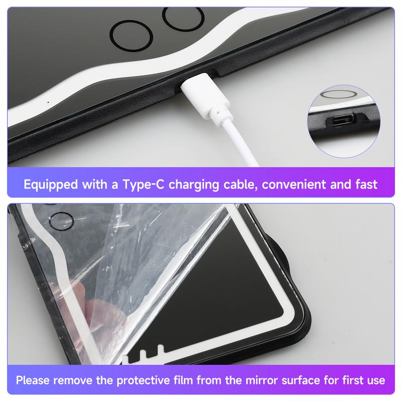 HD Mirror Car LED Makeup Mirror Sun Visor Plate Interior Rear Mirror USB Charing Dimmable Touchscreen Auto Vanity Mirror