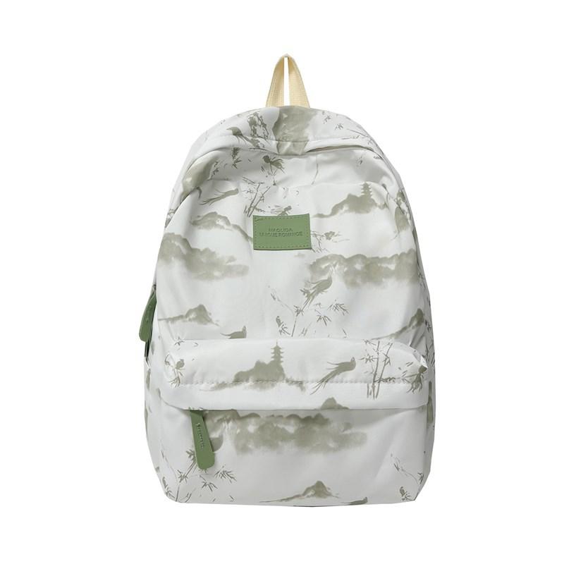 Chinese Style Ink Printing Schoolbag Female College Student Travel Backpack Light Casual Junior High School Student Backpack
