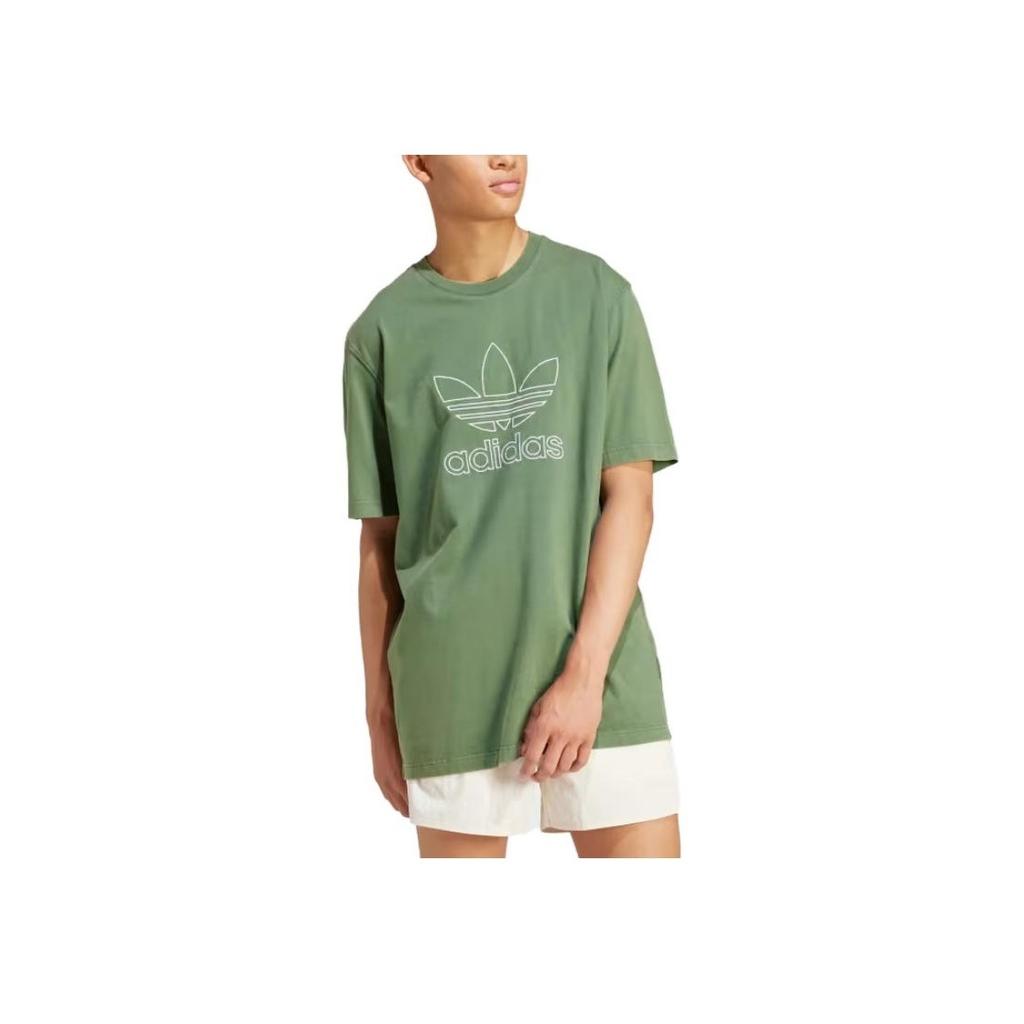 Adidas Adicolor Outline Trefoil Tee Green Oxide Men Streetwear IR7993