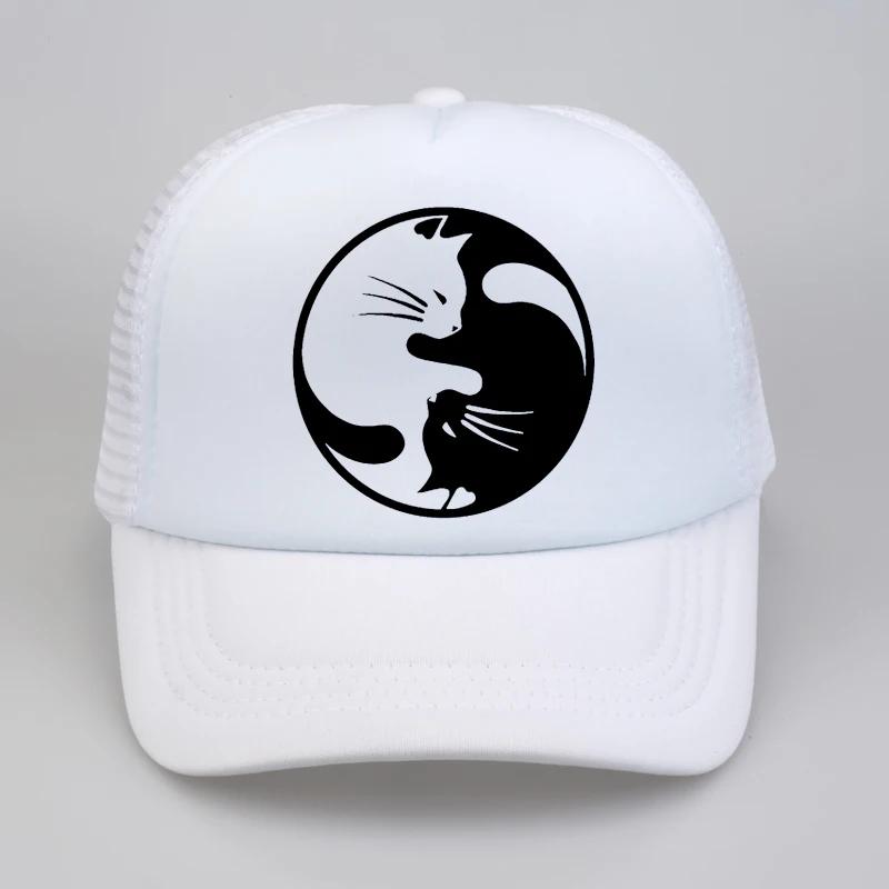 Yin Yang Cats Baseball caps Unisex Women Funny Cute Cat hats Summer Mesh Net Trucker Cap fashion print Snapbacks hat
