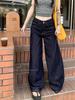 Women's High-Waisted Dark Blue Wide-Leg Jeans, Spring 2025 - Slimming, Hot Girl Style, Loose Straight-Leg Floor-Length Design