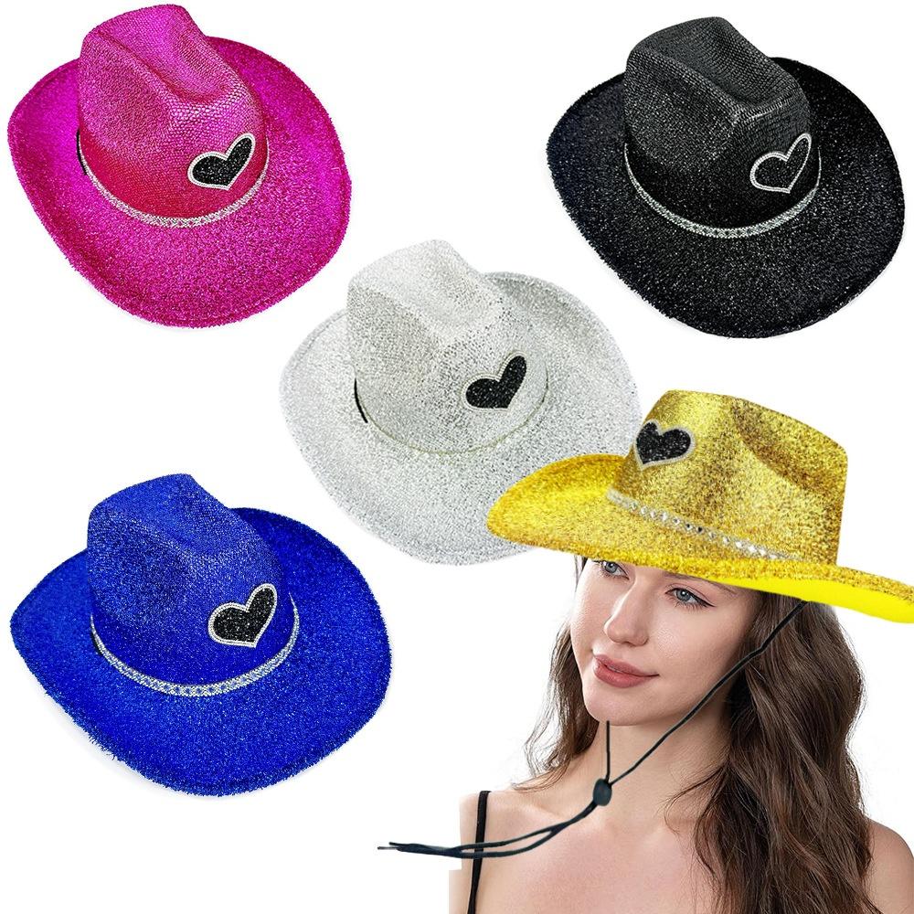 Women's Cowgirl Hat Stylish Rhinestone Design Sun Hat Wide Brim Western Cap for Party& Daily Life