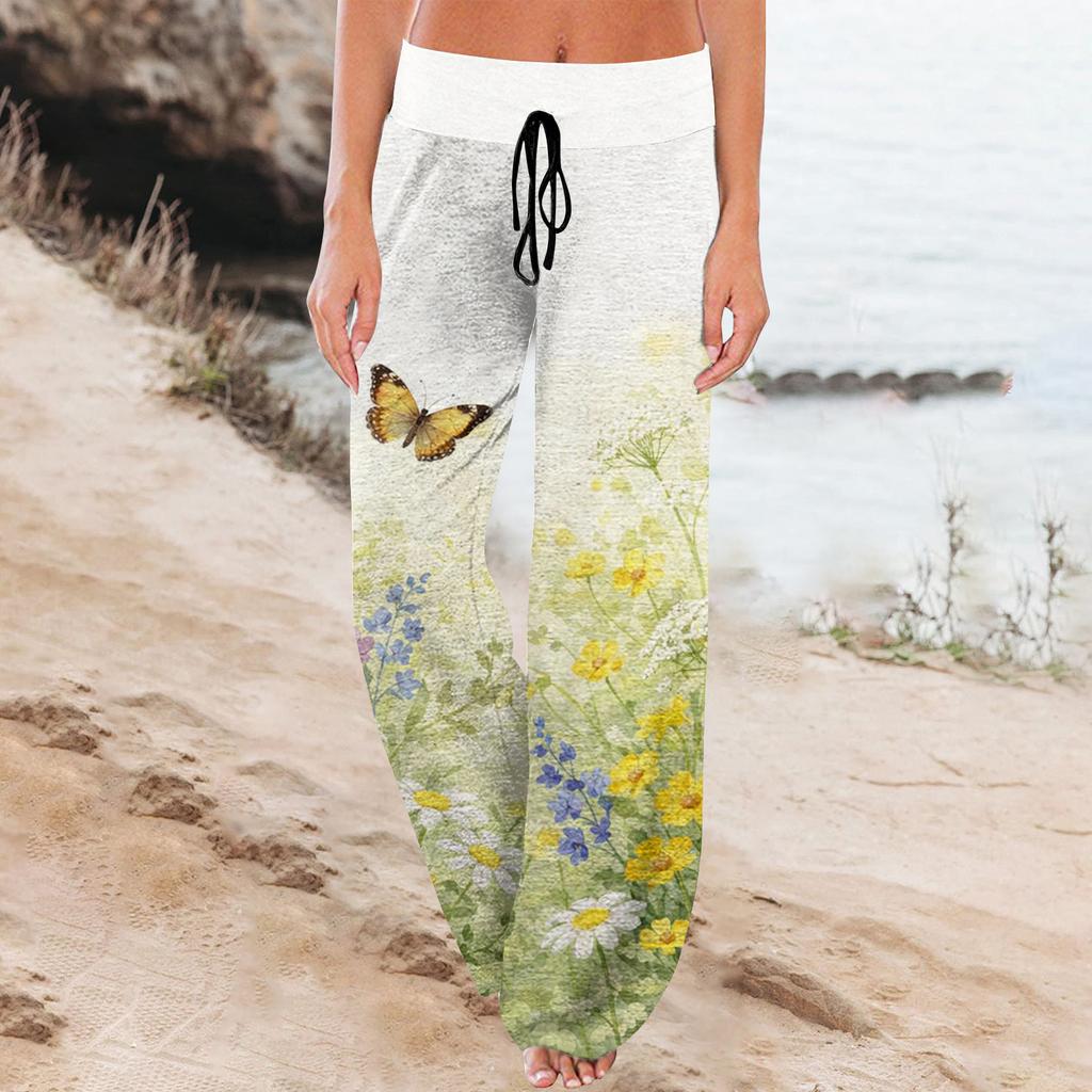 Dames Mode Losse Pasvorm Trekkoord Elastische Taille Casual Geprinte Broek