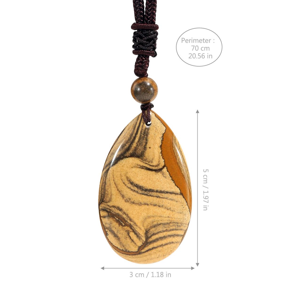 

Retro drawing stone pendant necklace for women, versatile waterdrop agate long-sleeved sweater chain