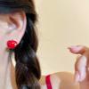 Apple Ping An An! Cute red apple stud earrings for women's niche high-end earrings, sweet wind temperament 2025 earrings.