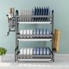 2 Tiers Dish Drainer Stainless Kitchen Dish  Storage Shelf Plate Knife Sink Drying Organizer and Storage Kitchen Accessories