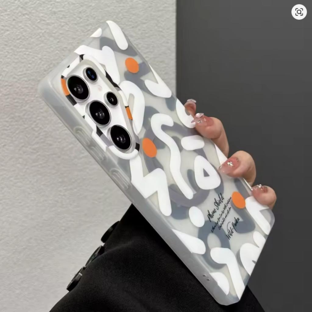 Ins StyleTrendy Graffiti Case For Samsung Galaxy S26 Ultra /S25 Ultra/S24 Ultra/S25 S24 Magnetic Wireless Charging Clear Cover