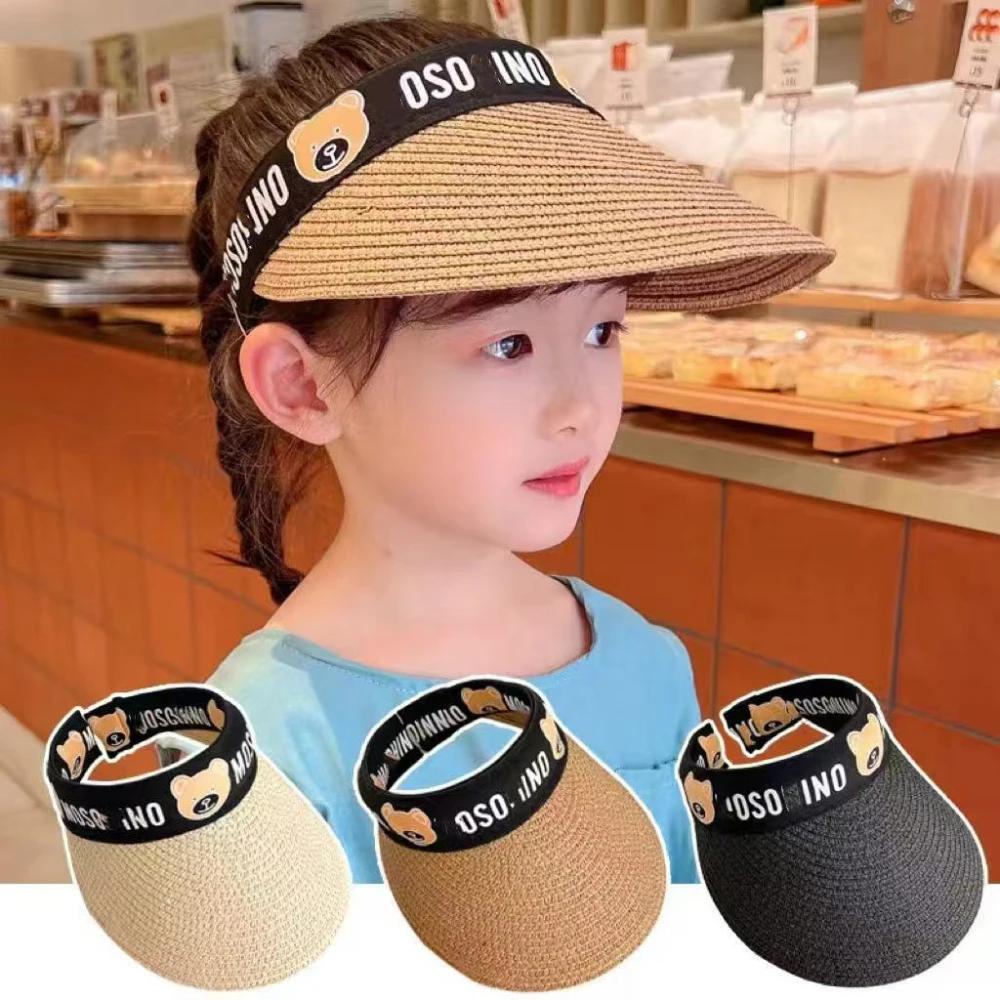 Children Sun Hats Summer Straw Empty Top Hat Baby Girl Hat Fashion Panama Cap For Kids Beach Sun Cap Summer