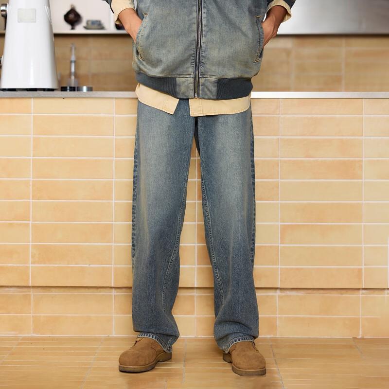 JACK&JONES Men's Tapered Multi-Pocket Washed Denim Jeans