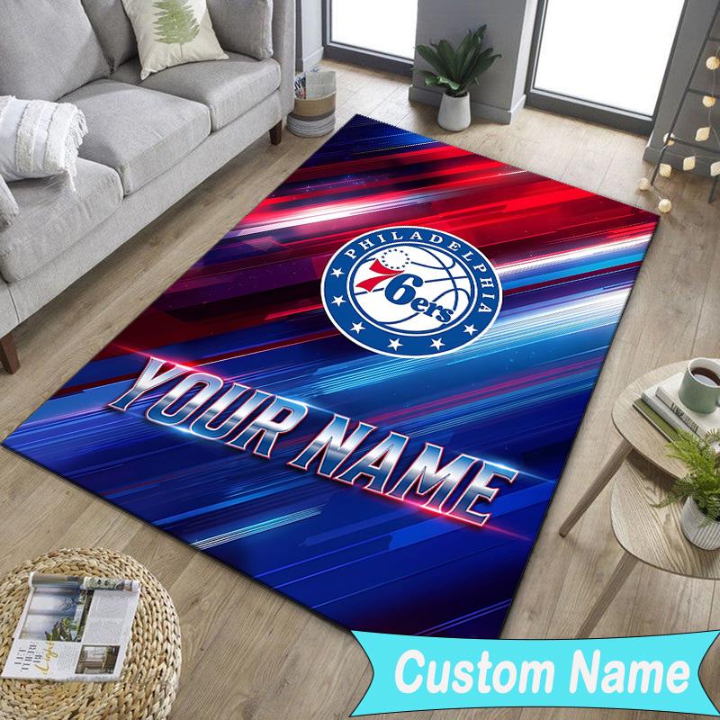 Custom NamePhiladelphia Basketball Team Carpet, Indoor Rug, Chair Rug, Living Rooms, Doormat Made From Polyester Home Decor Birthday Christmas Gifts