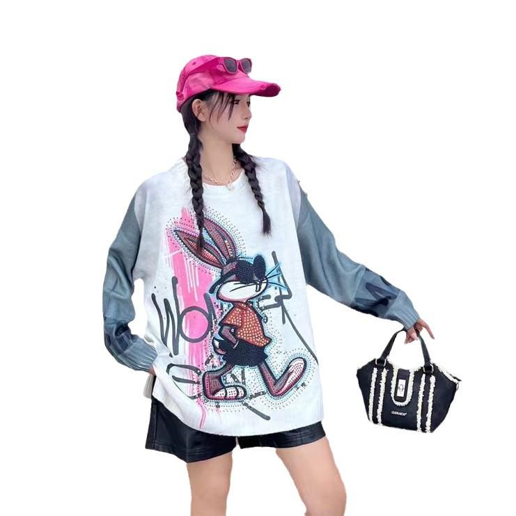 Autumn/Winter 2024 Women's Loose Rabbit Embroidery Sweater Fashion Knit Pullover