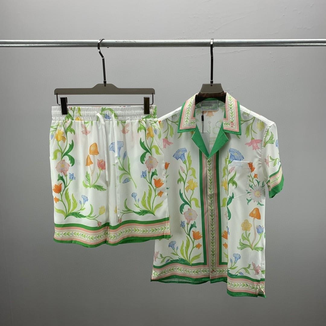 

Men s 2023 Summer Floral Casual Short Sleeve Shirt & Shorts Set XXXL
