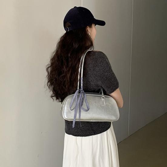 Women Single Shoulder Bag Faux Leather Waterproof Large Capacity Solid Color Casual Zipper Ladies Girls Hobo Handbag Tote Purse
