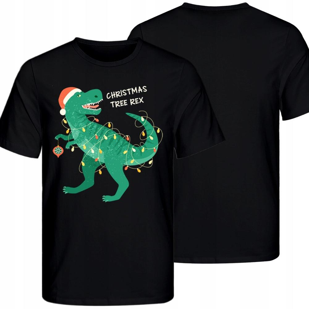 Koszulka Świąteczna Dinozaur Christmas Dino Prezent Mikołajki Klasowe L
