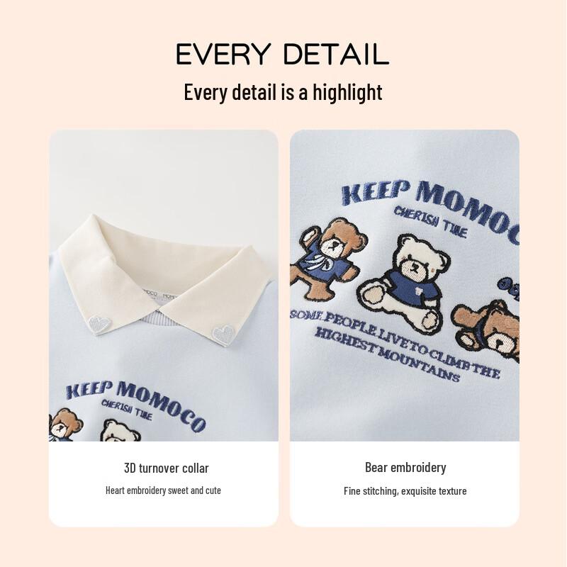 MOMOCO Girls' Korean Style Lapel Sweatshirt