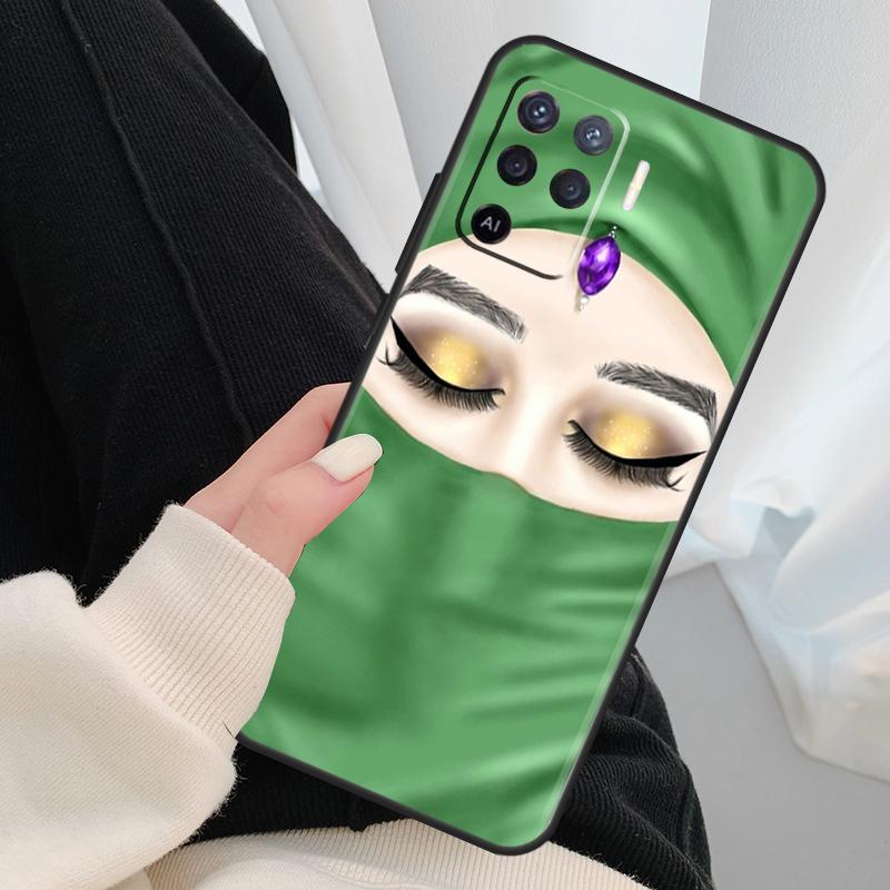 Muslim Islamic Girls Arabic Hijab Case For Oppo A18 A38 A58 A78 A98 A80 A60 A40 A96 A76 A16 A94 A74 A54 A15 A17 A57 A77 A5 Pro