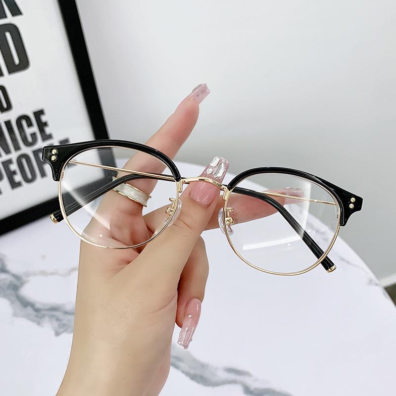Men Women Anti Blue Lamp Eyeglass Fashion Round Frame Myopia Glasses Unisex Business Computer Near Sight Eyewear With Diopter