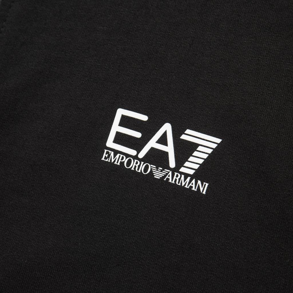 Emporio Armani EA7 Solid Logo Print Zip-Up Hooded Leisure Sports Suit Men suits Black 8NPV63-PJVRZ-1200