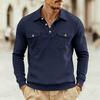 Heren Long Sleeve Omgeslagen Kraag Meerdere Zakken Casual Sport Losse Pullover Sweatshirt