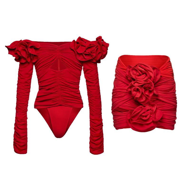 Sexy Flower One Piece Swimwear Brazilian Biquini Cut Out Swimwear Women Swimsuits High Leg Bodysuit Bathing Suit Monokini