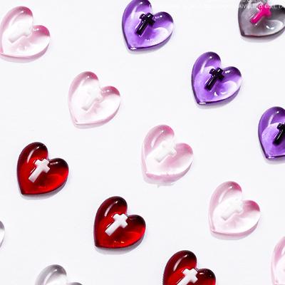 20 Stück Harz Klar Pfirsichherz Nagelzubehör Kreuz Flache Rückseite Nägel Nagelkunst Schmuck 3D Nagelbedarf Für DIY Maniküre Dekorationen